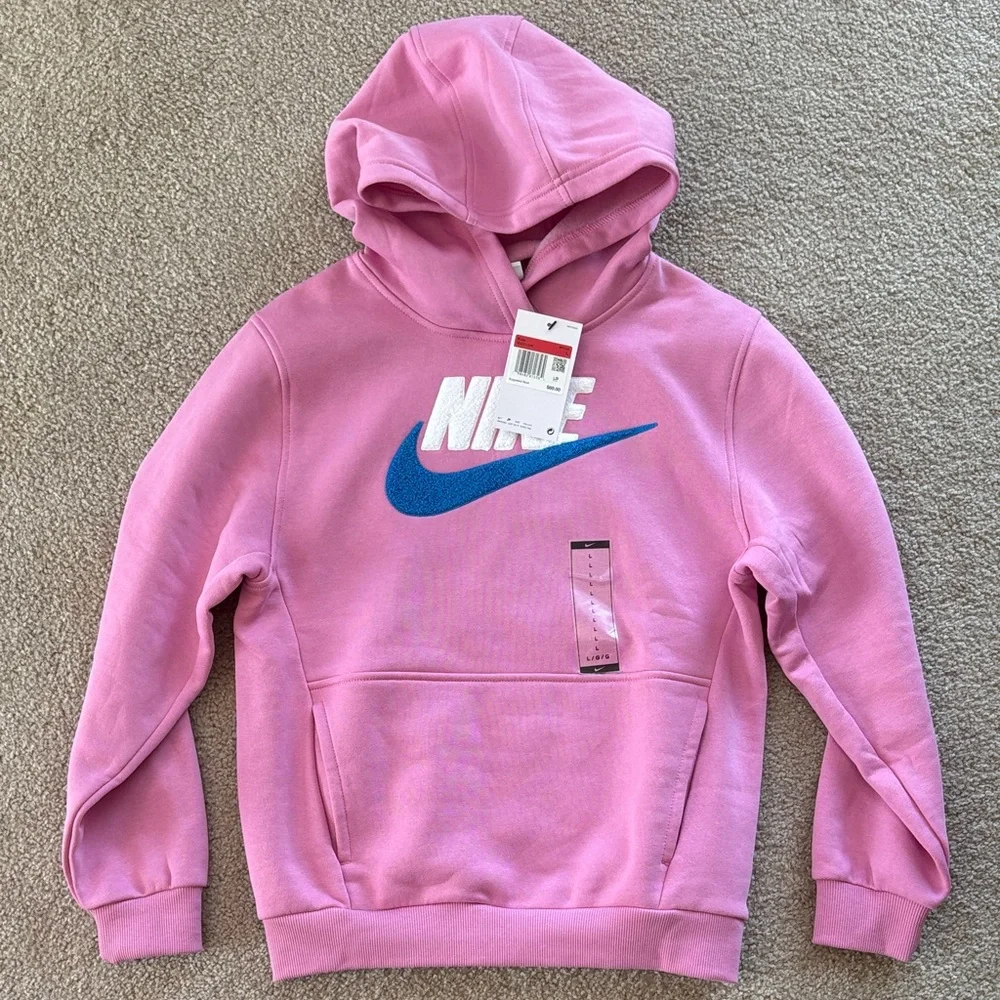 Nike Kids Girls fleece lined hoodie sweatshirt large NWT